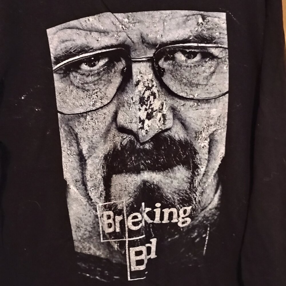Men's Black XXL Breaking Bad Graphic Long Sleeve Shirt Distressed Fading